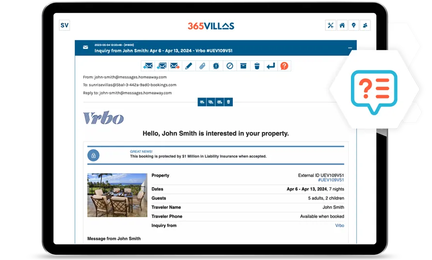 365 Villas Software Inquiry Manager Feature