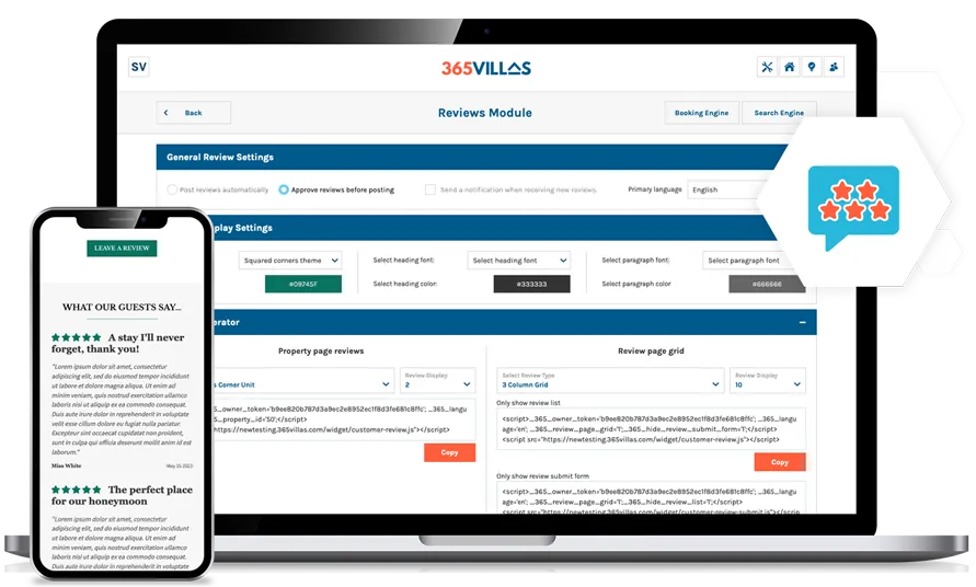 Review Module Feature of 365 Villas Software