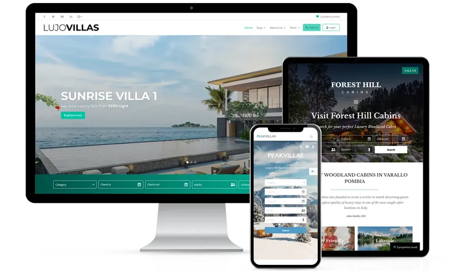 Websites feature of 365 Villas Software